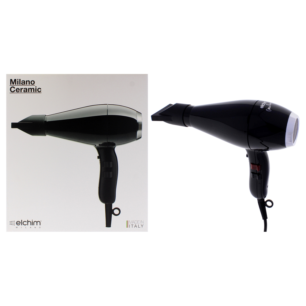 Milano Ceramic Hair Dryer - Black-Silver by Elchim for Unisex 1 Pc Hair Dryer